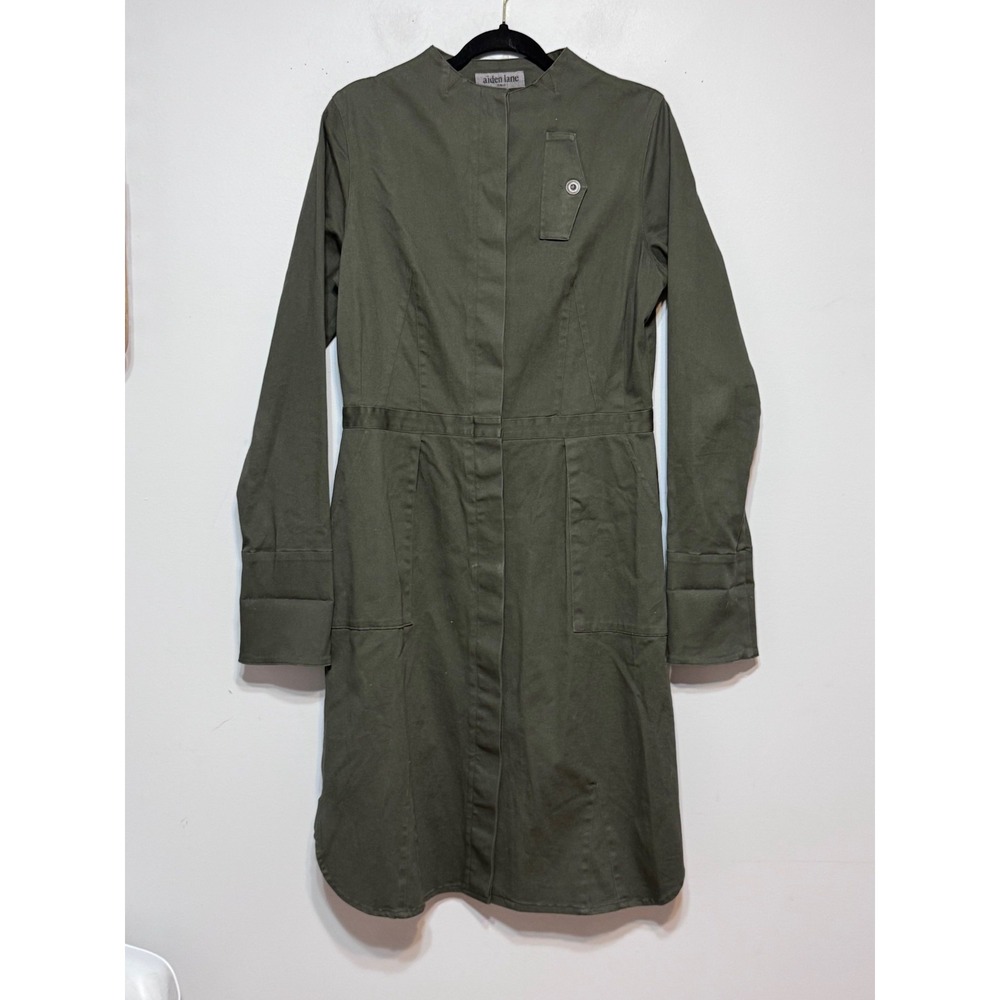 Aiden Lane Military Utility Dress‎ Shacket Women's Small Olive Workwear Gorpcore